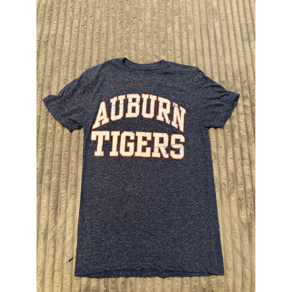 MV Sport Auburn Tigers Mens Small T-Shirt Heather Navy Blue Distressed Graphic
